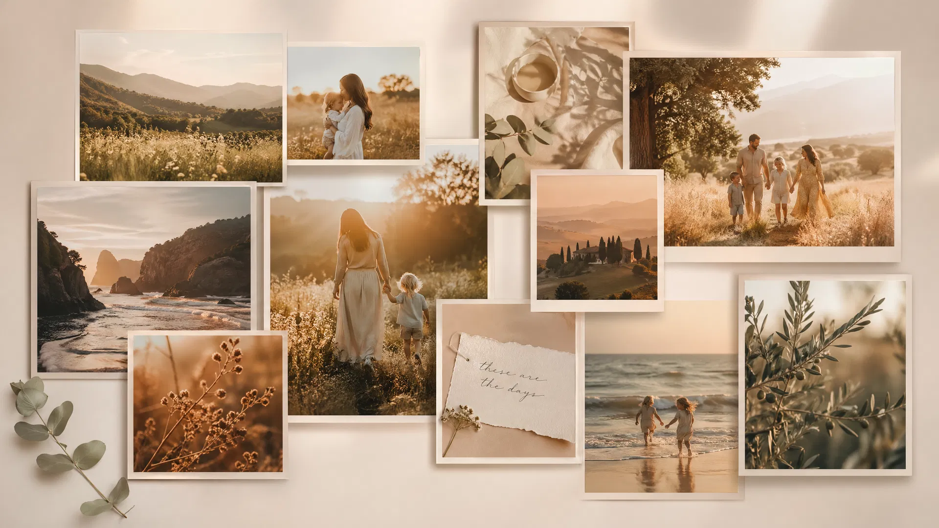 Photo collage showing various memories and family moments in warm tones